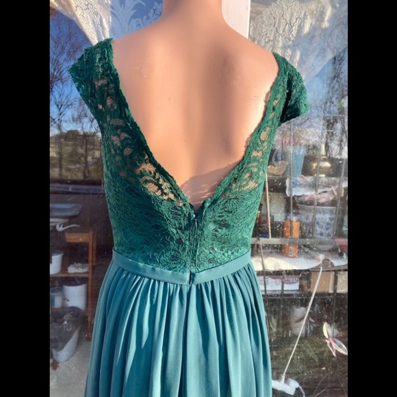 Belsoie Green Lace Ethereal Classic Formal Prom Dress - Picture 5 of 11